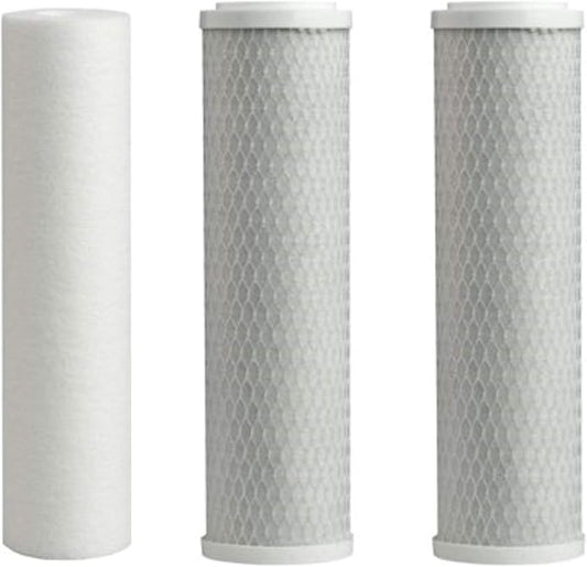 CFS – 3 Pack Replacement Filter kit Includes Sediment & Carbon Block Cartridges Compatible with Olympia Water Systems, OROS-50, OROS-80 Models – 3 Stage Water Filtration – 5 Micron – 10" Cartridge
