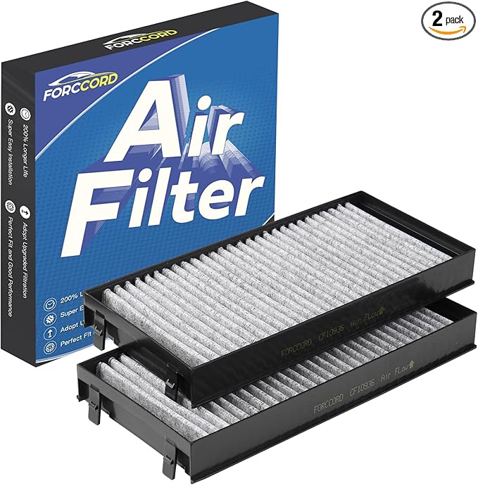 2-Pack Cabin Air Filter Fits for 2007-2019 BMW X5, 2008-2019 BMW X6 Activated Carbon Cabin Filter Replacement CF10936, CUK 2941-2, 64316945586 Car Accessories