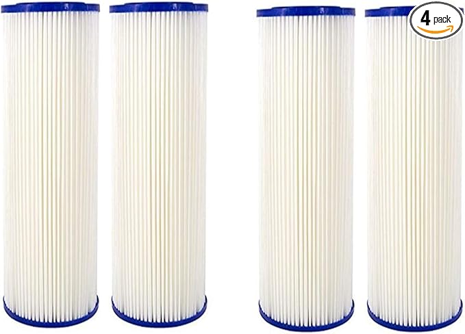 COMPLETE FILTRATION SERVICES Compatible for EcoPure EPW2P Pleated Whole Home Replacement Water Filter - Universal Fit - Fits Most Major Brand Systems (4 pack)