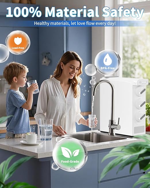 Reverse Osmosis Water Filter System, 800 GPD Fast Flow, 3:1 Pure to Drain, Tankless Under Sink Dual RO Water Filter System, Reduce PFAS & TDS, Smart LED Faucet, by DESENRUIS