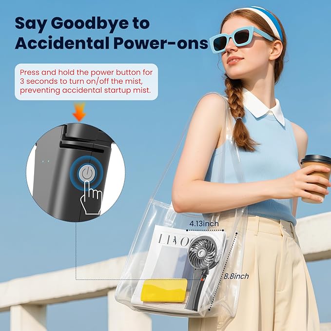 HandFan Upgraded Handheld Misting Fan, Portable Mister Fan, Personal Spray Water Mist Fans Rechargeable, Foldable Electric Mini Fans for Summer Beach Travel Makeup Concerts, Gifts for Women(Black)