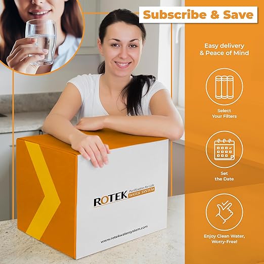 Rotek Water Systems Reverse Osmosis Water Filter Set | 8 Replacement Water Filters with 100 GPD Membrane | 1 Year Supply | Under Sink RO Water Filter Kit | PP, GAC, CTO, PC | Universal 10 Inch Size
