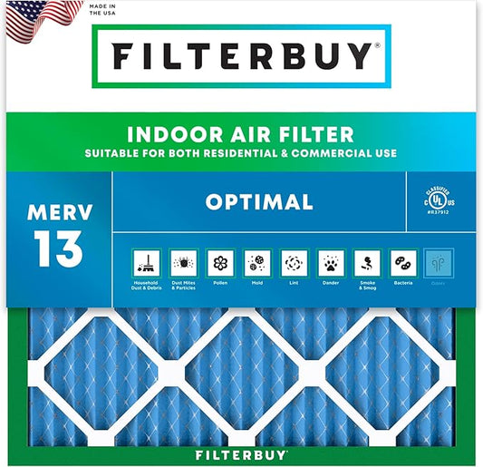 Filterbuy 19x19x1 Air Filter MERV 13 (MPR 1900) Health Defense Replacement (1-Pack), Electrostatic Pleated HVAC AC Furnace Filters, Made in USA (Actual Size: 19.00 x 19.00 x 0.75)