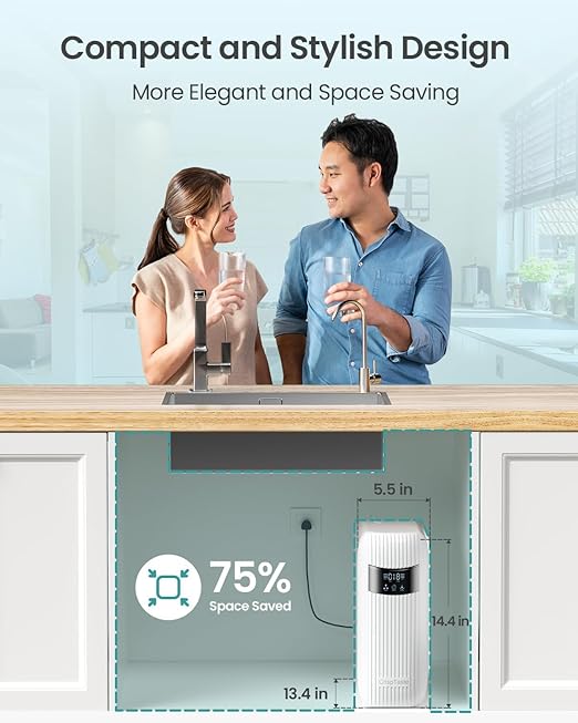 CripsTaste Tankless Reverse Osmosis System 800GPD High Flow Rate NSF 58&42 Certified & SGS Tested Under Sink Water Filtration System 2.5:1 Pure to Drain RO Water Filter System Under Sink