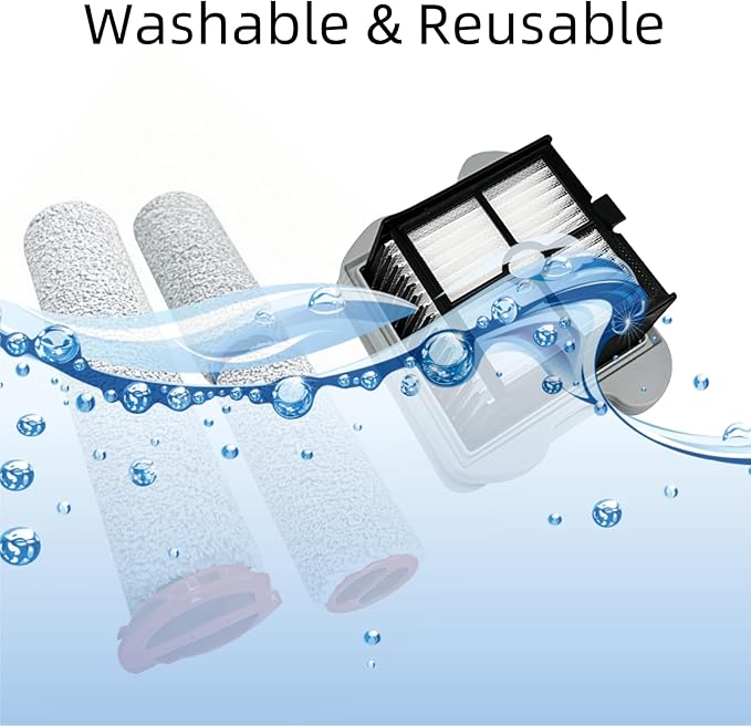 Brush Roller and Filters Replacement Parts for Roborock Dyad Pro/Dyad Pro Combo / A10 Plus Cordless Wet Dry Vacuum Cleaner, 1 Set Main Brush Rolls 4 HEPA Filters Accessories Kit