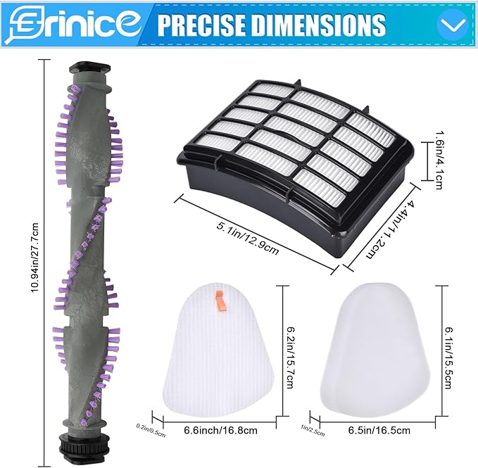 Filter Brush Roller Kit for Shark Navigator Lift Away Vacuum NV350 NV351 NV352 NV355 NV356 NV356E NV357 NV358 NV360 UV440 Replacement Parts, 1 HEPA Filter + 2 Foam & Felt Filter + Brush Roller