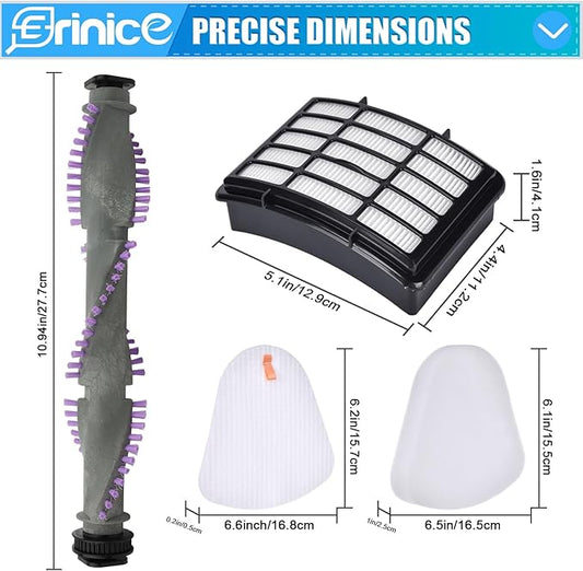 Filter Brush Roller Kit for Shark Navigator Lift Away Vacuum NV350 NV351 NV352 NV355 NV356 NV356E NV357 NV358 NV360 UV440 Replacement Parts, 1 HEPA Filter + 2 Foam & Felt Filter + Brush Roller