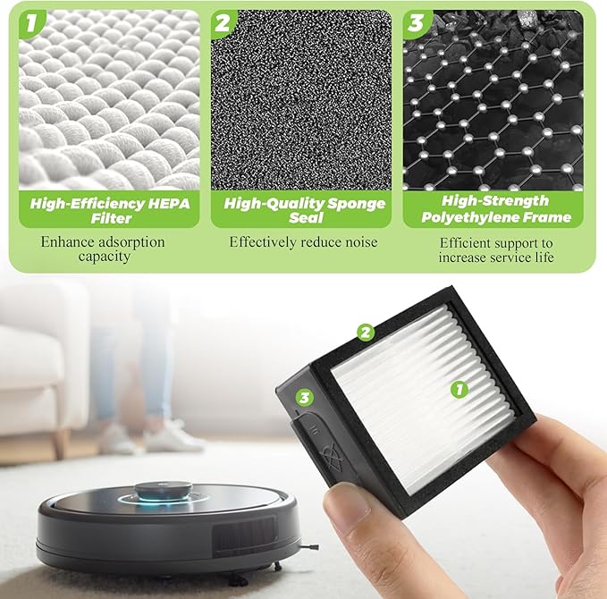 12Pack Filters Replacement for iRobot Roomba E I & J Series Combo E5 E6 E7 i3 i3+ i4 i4+ i5 i5+ i6 i6+ i7 i7+ i8 i8+ J5 J6 J8 Vacuum Cleaner-12 x High Efficiency Filters 4639161,1 x Brush by Techecook