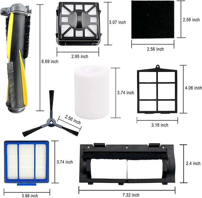 Replacement Part for Shark IQ R101AE RV1001AE AV912S AV1010AE RV1000 AV970 AV993 AV1002AE,1 Main Brush,1 Roller Brush Cover,4 Filter,8 Side Brushes,1 Pre Filter,1 Filter&2 Pre-Motor Foam&Felt Filter