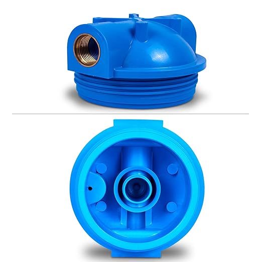 10 Inches Transparent Standard Whole House Water Filter System with Presser Relief Valve, 3/4” Inlet/Outlet Brass Port and Yearly Supply (4) Wound Spring Sediment Cartridges 5 Micron