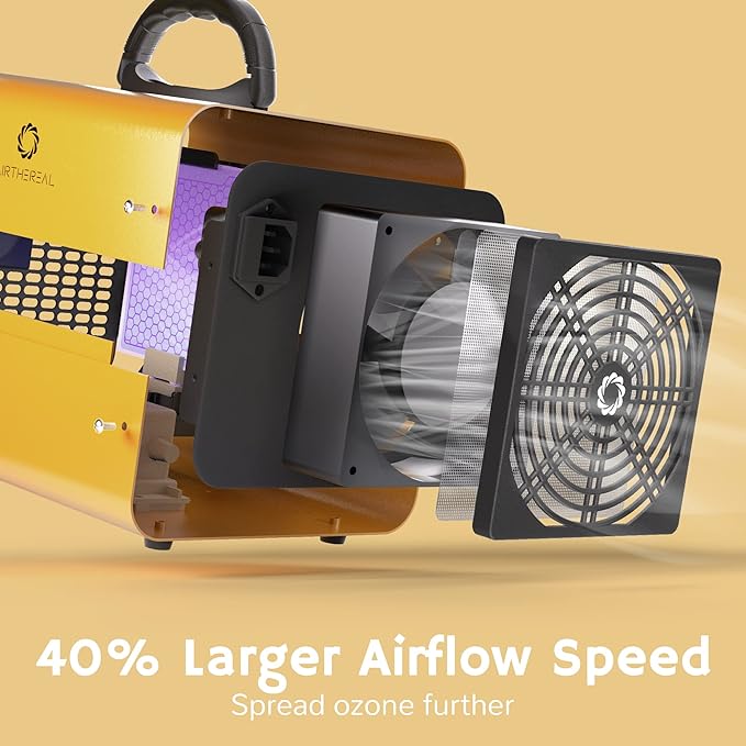 Airthereal MA10K-PRO Ozone Generator - High Capacity O3 Machine for Areas of 3500+ Square Feet, Home Ionizer Odor Remover, Yellow