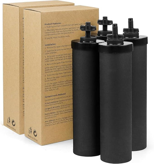 Black Water Filter Replacement fit for Ber.key Gravity Water Filtration System Black Activated Carbon Filter Replace BB9-2 Compatible with Gra-vity Filtration System by Fetechmate,4 pack