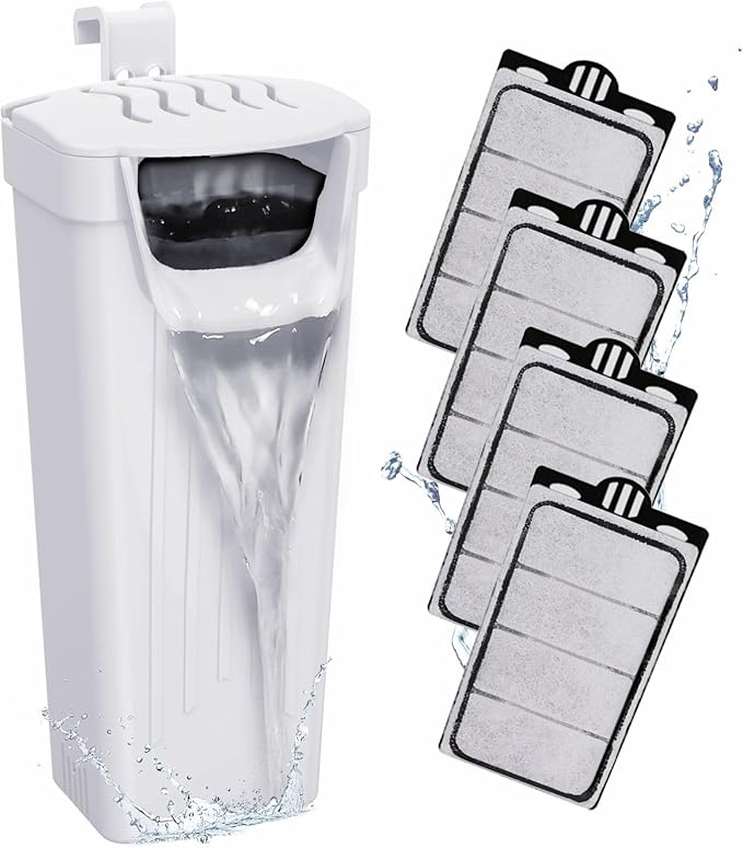 GOZILLA Turtle Tank Filter 74GPH, Low Water Level Turtle Tank 3.5W Fish Tank Aquarium Filters for Small Tanks up to 15 Gallons Include 4 Replacement Cartridges.(White)