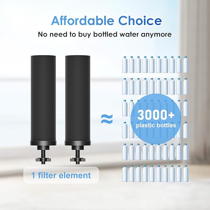 Purewell PF-2 Black 2-Stage Purification Elements, Replacement Filters for ProOne® and Berkey® Filters, ProOne® Big+ or Berkey® Big+ Gravity Water Filter System and Purewell System (2 Pack, K Series)