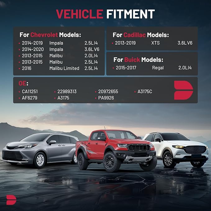 BDFHYK CA11251 Engine Air Filter Compatible with Buick Regal & Cadillac XTS & Chevrolet Impala Malibu Limited, 2.0L 2.5L 3.6L, Flexible Panel, Replace# PA9926, 22989313