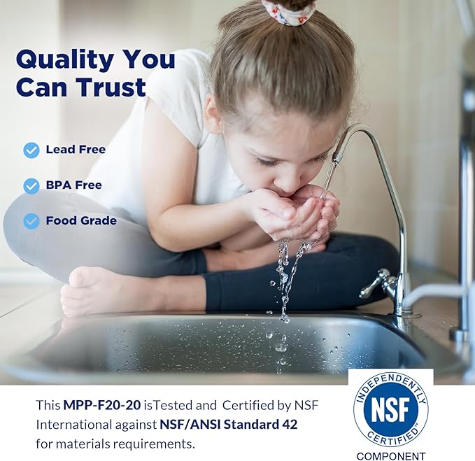 Membrane Solutions 20 Micron Sediment Water Filter Replacement Polypropylene Cartridge 20"x2.5" for Whole House Filter System - 6 Pack