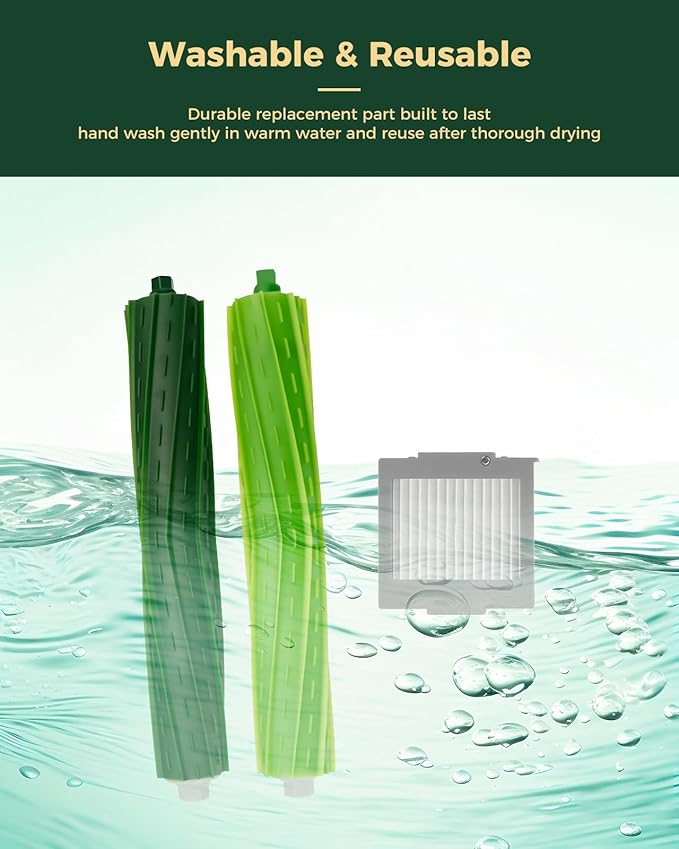 Accessories Kit for iRobot Roomba Max 705 Vac/Plus 504 Vac Robot Vacuum Cleaner, Replacement Parts with 2 Main Brushes, 6 Dust Bags, 4 Filters, 1 Cleaning Brush(Without Side Brushes)