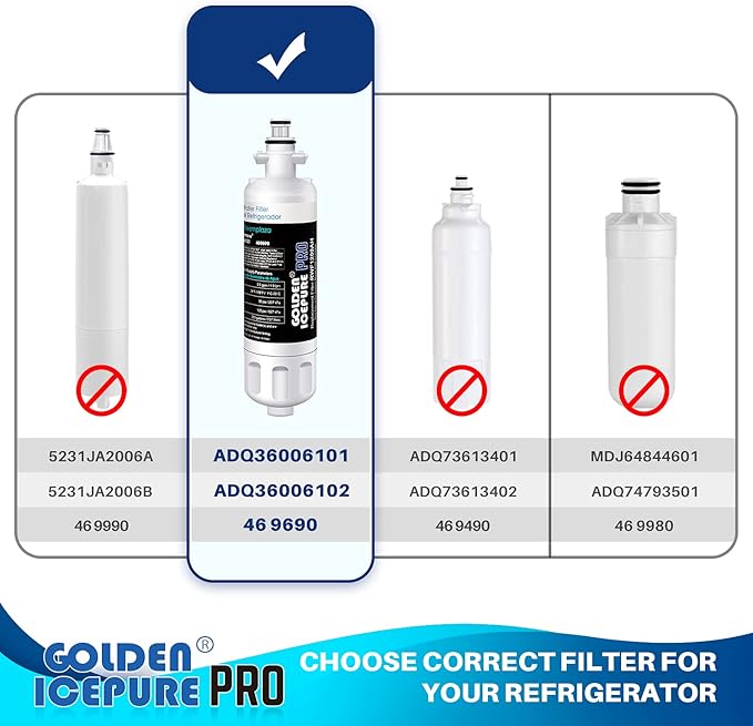 GOLDEN ICEPURE LT700P Replacement for 469690, ADQ36006101, ADQ36006102, LFX31945ST, LFX31925ST, LFX30766S, LFXC24726, LFXS24623, LSFXC2476S RWF1200 and Air Filter LT120F, 3Pack