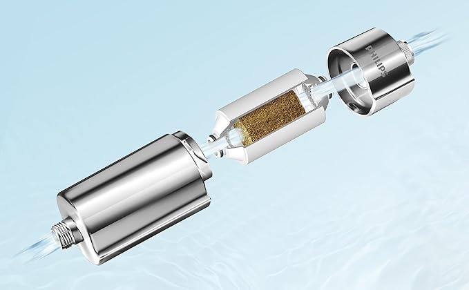 Philips Shower Filter, Water Softener for Hard Water Shower Head Filtration with Double Mesh & NSF Certified KDF Material, Reducing Chlorine/Impurities/Rust Sediments for Handheld Showerhead AWP1775CH