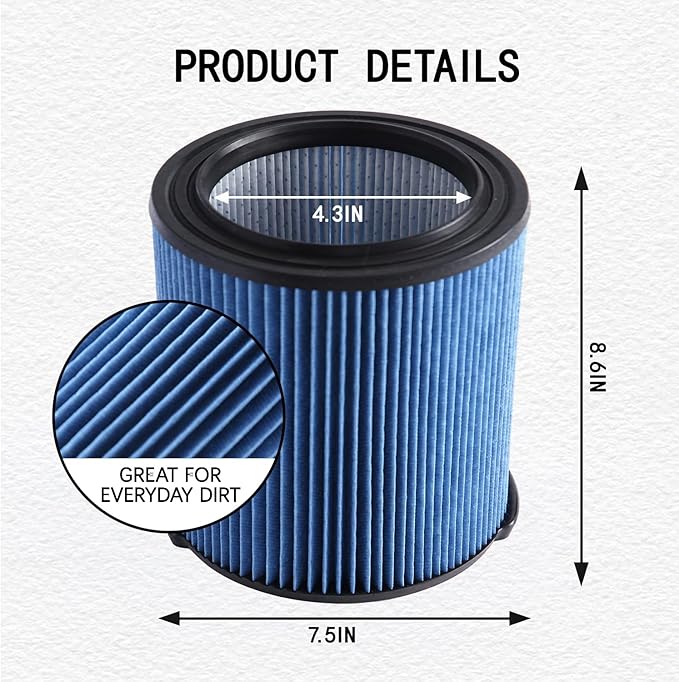 VF5000 Filter Compatible with Ridgid for Shop Vac 5-20 Gallon Wet Dry Vacuum Cleaner, Fits WD1450 WD0970 WD1270 WD09700 WD06700 WD1680 WD1851 WD1956 WD0970M0 WD0970EX0 2pack