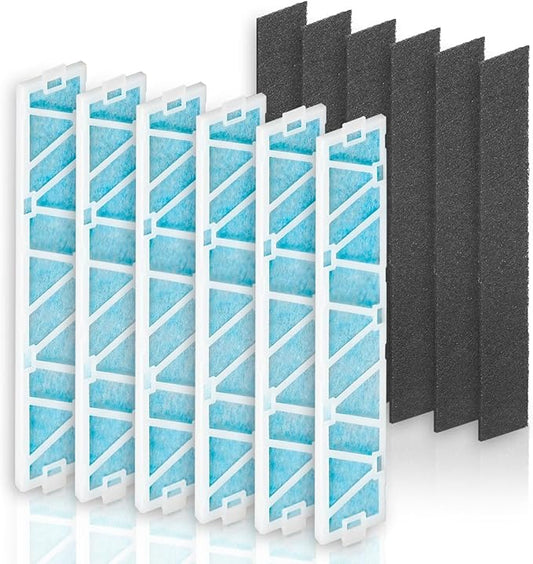 6-Pack MAC-408FT-E Replacement Filter and 6-Pack Carbon Filter Compatible with Mitsubishi Electric MAC-408FT-E MSL-GL15NA Air Conditioner Filter
