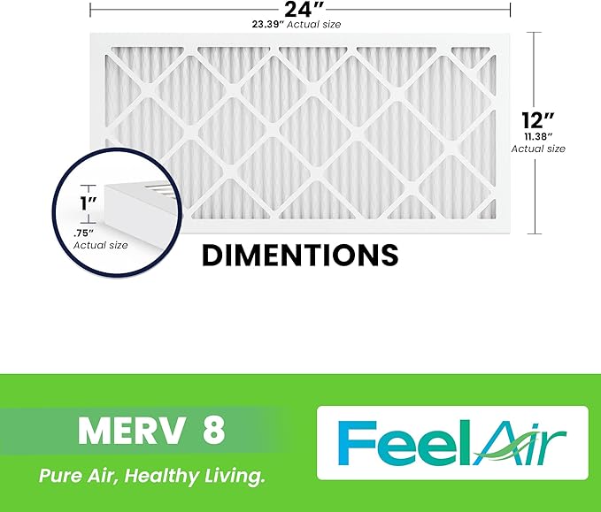 Air Filters 12x24x1 MERV 8, MPR 600, Air Filter (6 Pack)