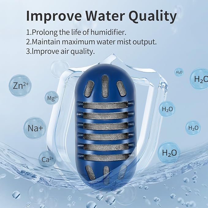 12-Pack Demineralization Cartridge for Humidifier Compatible with HoMedics Total-Comfort Ultrasonic Humidifier Demineralizer Tablets Filter Replacement for Water Decalcification, Remove Odor