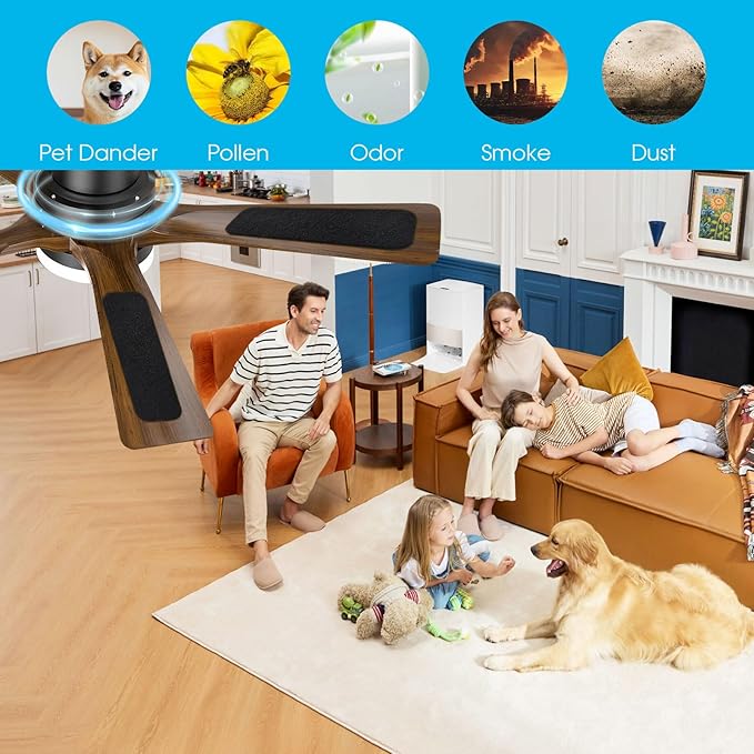 15-Pack Ceiling Fan Filters for Blades – Activated Coconut Shell Carbon Ceiling Fan Blade Filters, Odor, and Pet Dander – Universal Fit Stick-On Fan Filter Pads for Cleaner Indoor Air, Unscented