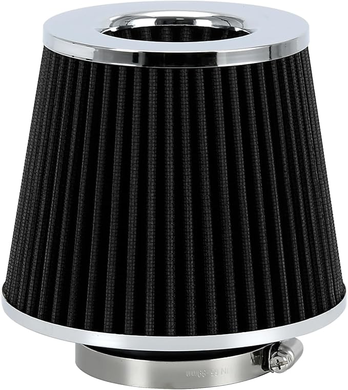 PTNHZ Universal Black 3" 76mm High Flow Cold Air Intake Cone Air Filter Power Intake Air Inlet System Air Cleaner