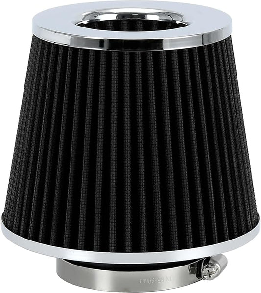 PTNHZ Universal Black 3" 76mm High Flow Cold Air Intake Cone Air Filter Power Intake Air Inlet System Air Cleaner