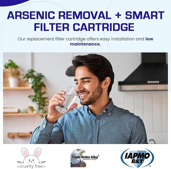 Crystal Quest Arsenic Removal + SMART Filter Cartridge 2-7/8" x 9-3/4" - Reduces Arsenic, Long-Lasting, Easy Installation, Heavy-Duty Water Filtration