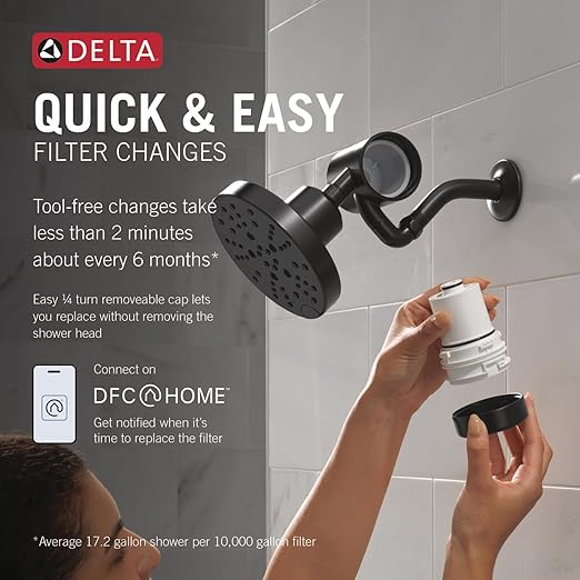 Delta Faucet Clarifi Premium Shower Filter Attachment Matte Blackwith Additional Filter Cartridge