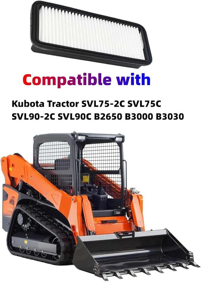 T1855-71600 Cab Air Filter Compatible with Kubota Tractor SVL75-2C SVL75C SVL90-2C SVL90C B2650 B3000 B3030 fits for Kubota Tractor T1855-71600 6A671-75090 014520-0804