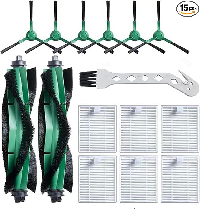 Replacement Parts for iRobot Roomba Q011,Q0520,Q0120,105 Vac, Y0140, Y0110, 105 Combo, Robot Vacuum, 2 Roller Brush, 6 Side Brush, 6 Hepa Filters, 1 Cleaning Brushes