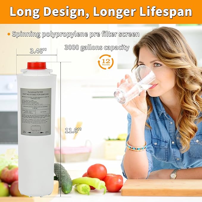 51300C Filters, Replacement for Elkay EWF3000 51300C Filter By NSF/ANSI 42 Certified, Compatible With Ezh2o Filter Replacement Bottle Stations, 3000 Gallon High Capacity 3 Packs (No Chip)