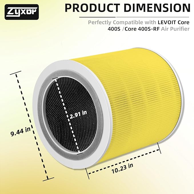 Core 400S Pet Care Replacement Filter Compatible with LEVOIT Core 400S & Core 400S-P Air Purifier, 3-in-1 Activated Carbon Pre-Filter, Core400S-RF-PA (LRF-C401-P-YUS), 2 Pack, Yellow
