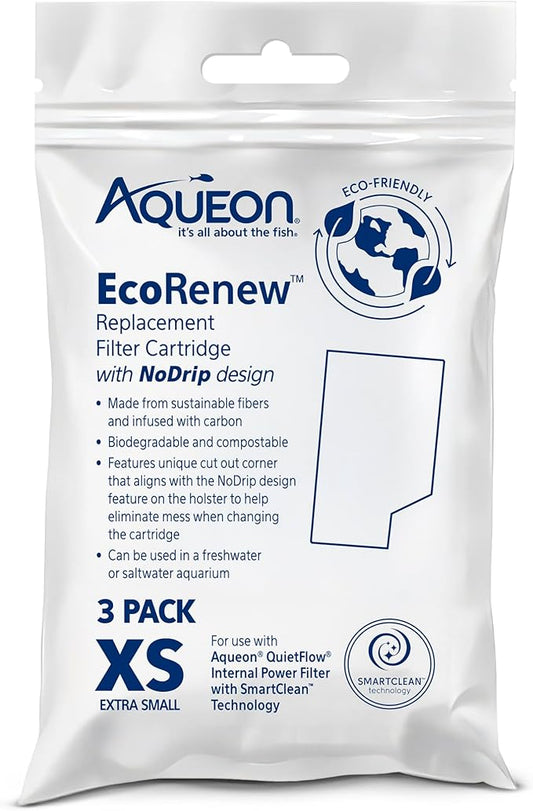 Aqueon Aquarium Fish Tank EcoRenew Filter Cartridge, Extra Small 3 Pack