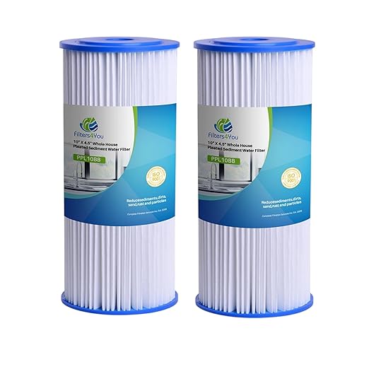 CFS – 10" x 4.5" 30 Micron Compatible Water Filters for HDX HDX4PF4 Pleated High Flow Whole House Filter, Reduces Sediment, 2-Pack