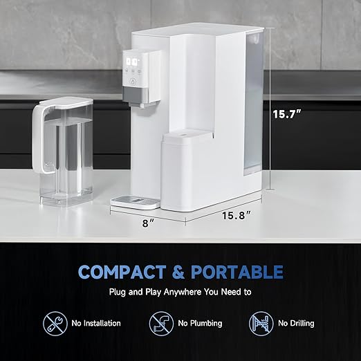 CO-Z Reverse Osmosis Water Filter Countertop, 5-Stage RO Water Filtration System, Portable Water Purifier Dispenser with 3 Preset Volume Options, 4:1 Pure to Drain, NSF/ANSI 58, No Installation