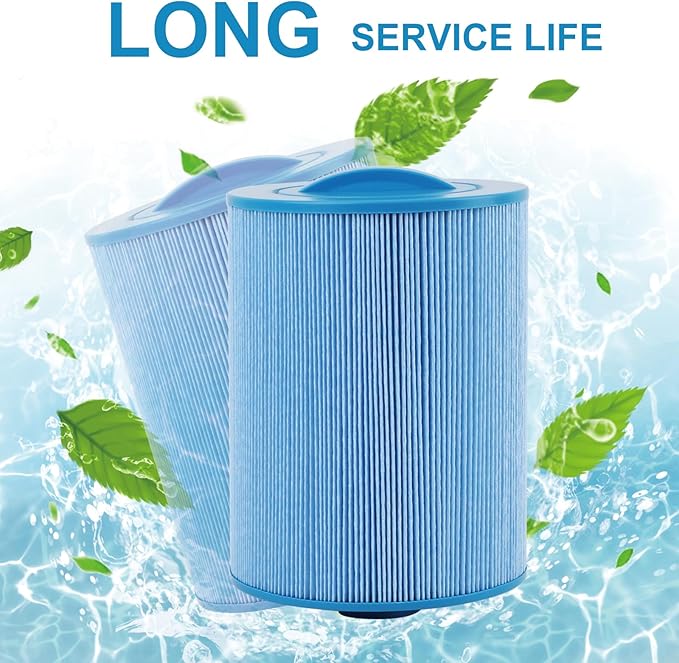 PWW50P3-M Spa Filter, Replaces Unicel 6CH-940RA，Filbur FC-0359M, 817-0050, 25252, 03FIL1400, PWW50P3-M(1 1/2" Coarse Thread),45 sq.ft Screw in Hot Tub Filter,L x OD:7 5/8"x 6" 2 Pack