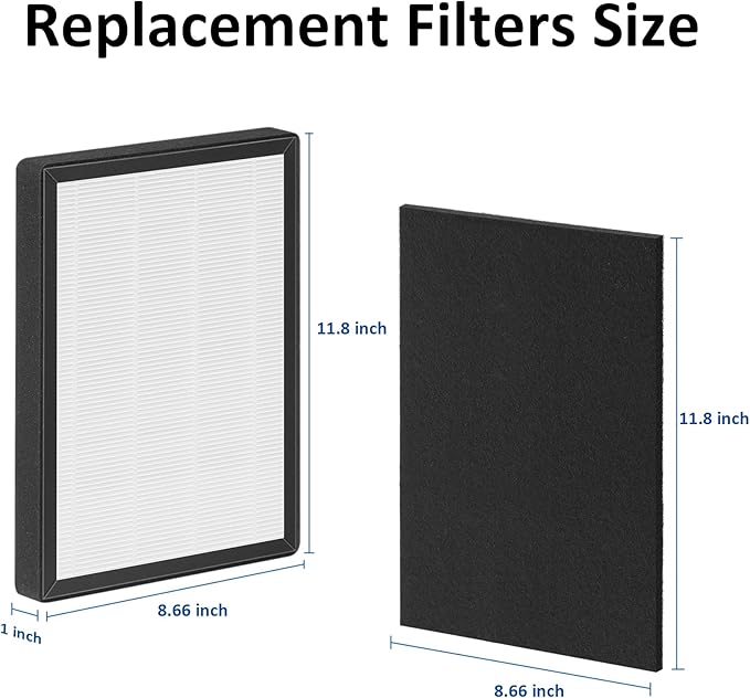 ProHEPA 9000 True HEPA Replacement Filters Compatible with VEVA ProHEPA 9000 Puri-fiers, 4 pack H13 True HEPA Filters & 4 Activated Carbon Pre-Filters
