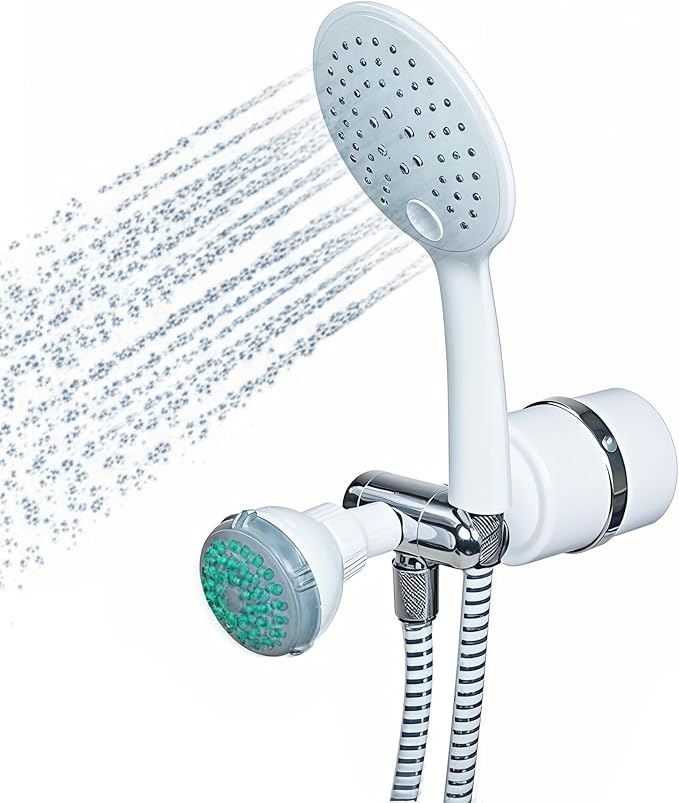 Crystal Quest Luxury Shower Power Handheld & Shower Head Combo Filtration System-White - BPA Free | 1.25-2.5 GPM | Reversible Cartridge | Great for Dechlorination