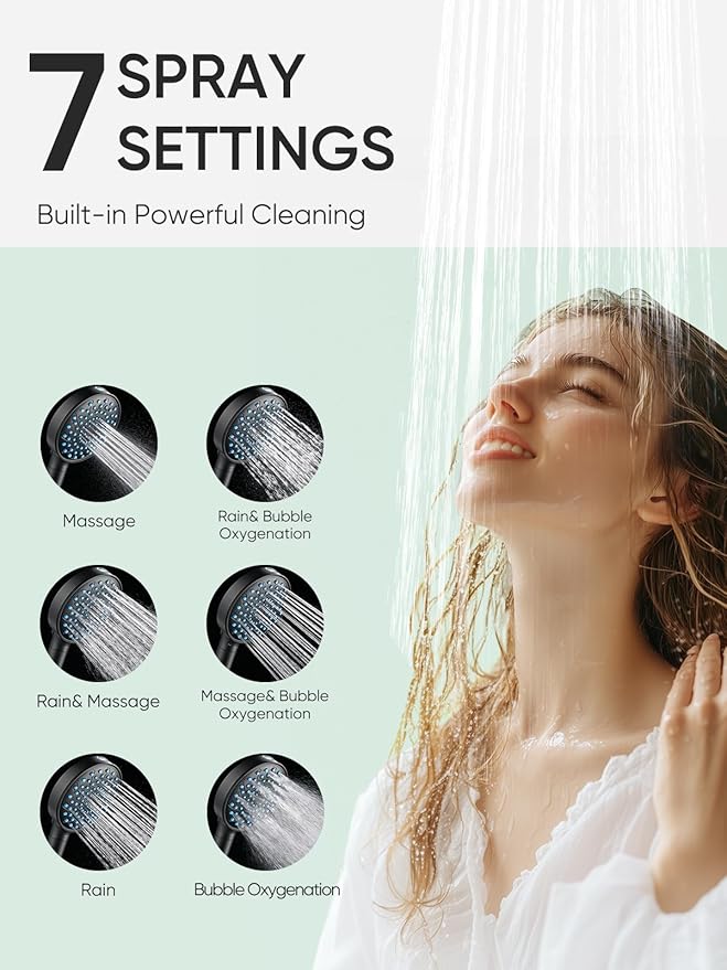 Cobbe Filtered Shower Head with Handheld, High Pressure 7-mode Showerhead with Filters for Hard Water - Remove Chlorine - Reduces Dry Itchy Skin, Patented Paddle Shift Design, Black