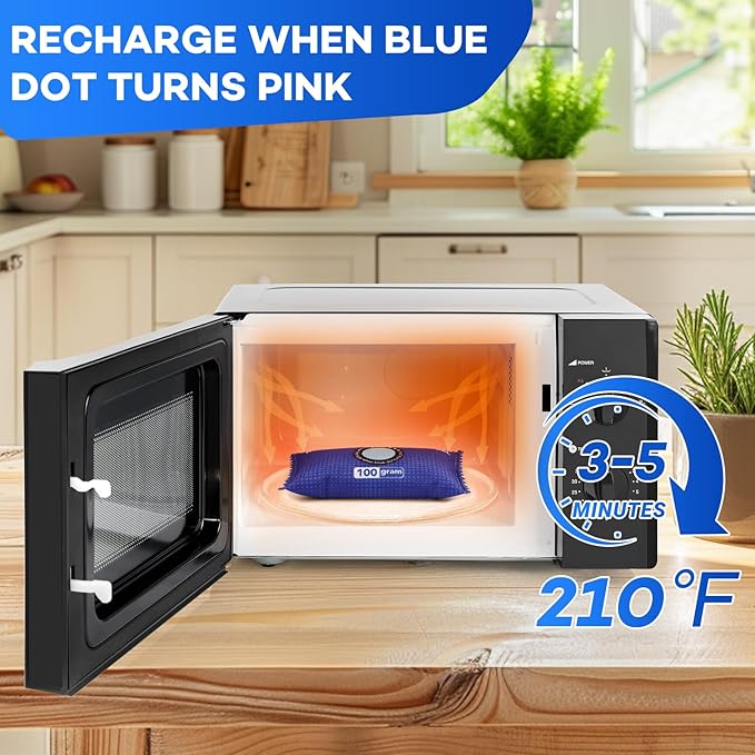 100g [ 24 Packs] Rechargeable Desiccant Packs for Storage, Color Indicating Silica Gel Desiccant Packets, Moisture absorbers for Storage,Dehumidifier bag for Closets,Cars,Storage Bins