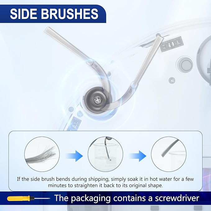 34 PCS Qrevo S5V Replacement Accessories for Roborock Qrevo Curv / S5X / Edge/Edge S5A / Qrevo S5V Robot Vacuum, 2 Mainbrush, 6 Scent Tablets, 4 HEPA Filters, 6 Dust Bags, 6 Mop Pads, 6 Side Brush