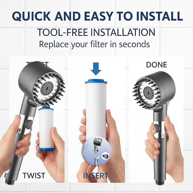 10Pcs Ion Drops Shower Head Filters, High Pressure Shower Head Filter Replacement with PP Cotton Cartridge, Detachable Ion Drops Filters for Clean Water (10Pcs, 0.94 * 2.36in)