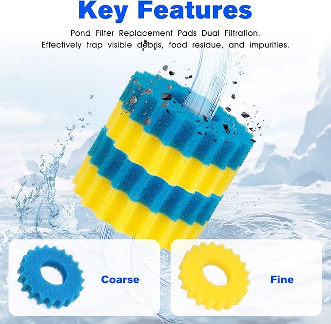 Pond Filter Replacement Sponge Filter Media Pad Koi Fish Pond Filter Sponge CPF 2500 Compatible with Grech VIVOHOME/VEVOR Pond Filters for Outdoor Ponds Aquarium Bio Sponge Filter Media Pad