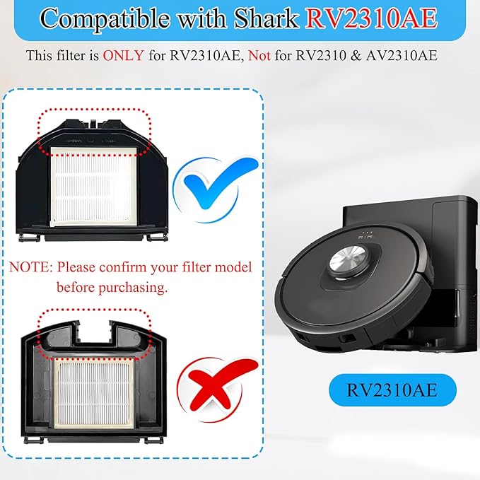 RV2310AE Replacement Parts for Shark RV2310AE Matrix Robot Vacuum Cleaner Accessories Kit, 1 Main Brush, 6 Side Brushes, 2 Filters, 2 Foam Filters, 1 Cleaning Brush