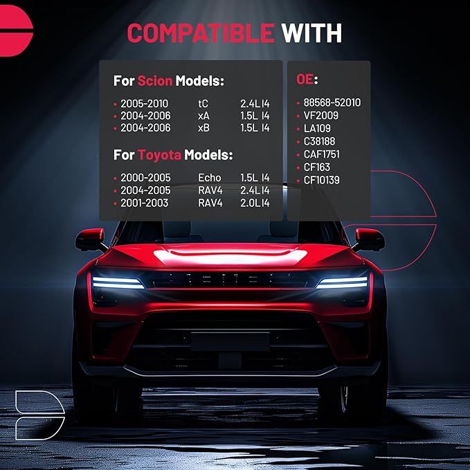 BDFHYK 2PC Cabin Air Filters with Activated Carbon Compatible with Scion tC 2005-2010, xA/xB 2004-2006, Compatible with Toyota RAV4 2001-2005, Echo 2000-2005, Replace# CF10139