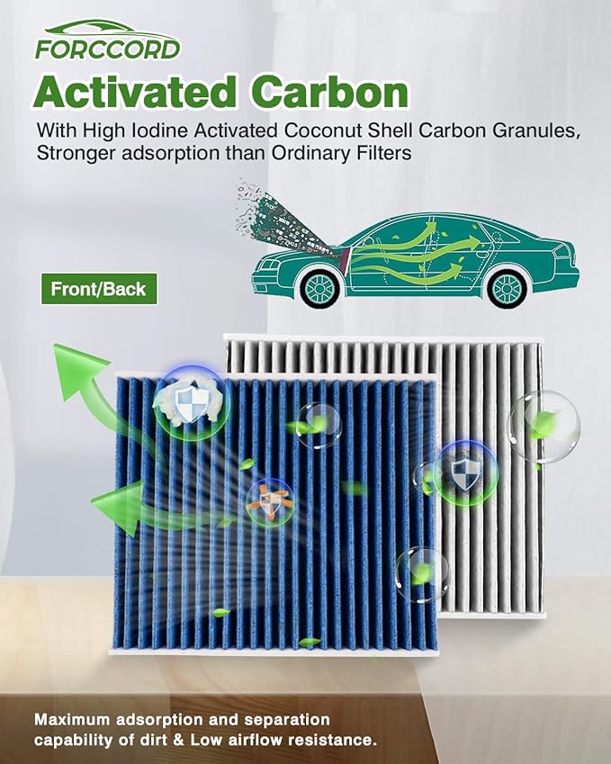 Cabin Air Filter and Engine Air Filter Fit for CADILLAC CT4 2.0L/2.7L(2026-2020), CT5 2.0L(2026-2020) Activated Carbon Cabin Filter Replacement CF11966 84498926